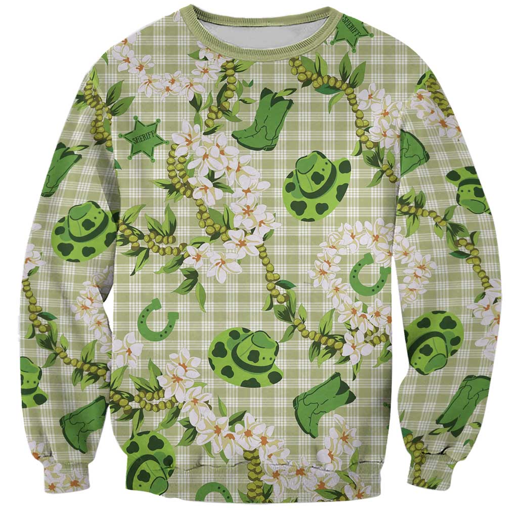 Mokihana Maile Ilima Leis Paniolo Palaka Sweatshirt Hawaiian Omaomo Ala Spirit LT9 Unisex Green - Polynesian Pride