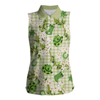 Mokihana Maile Ilima Leis Paniolo Palaka Women Sleeveless Polo Shirt Hawaiian Omaomo Ala Spirit - Polynesian Pride