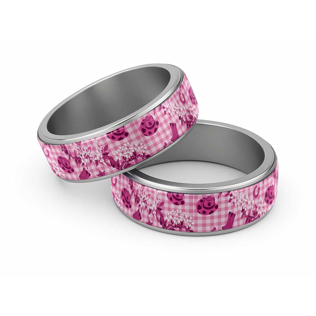 Mokihana Maile Ilima Leis Paniolo Palaka Classic Ring Hawaiian Omaomo Ulaula Spirit LT9 Sliver Pink - Polynesian Pride