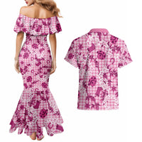 Mokihana Maile Ilima Leis Paniolo Palaka Couples Matching Mermaid Dress and Hawaiian Shirt Hawaiian Omaomo Ulaula Spirit - Polynesian Pride