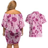 Mokihana Maile Ilima Leis Paniolo Palaka Couples Matching Off Shoulder Short Dress and Hawaiian Shirt Hawaiian Omaomo Ulaula Spirit - Polynesian Pride