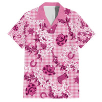 Mokihana Maile Ilima Leis Paniolo Palaka Family Matching Short Sleeve Bodycon Dress and Hawaiian Shirt Hawaiian Omaomo Ulaula Spirit - Polynesian Pride