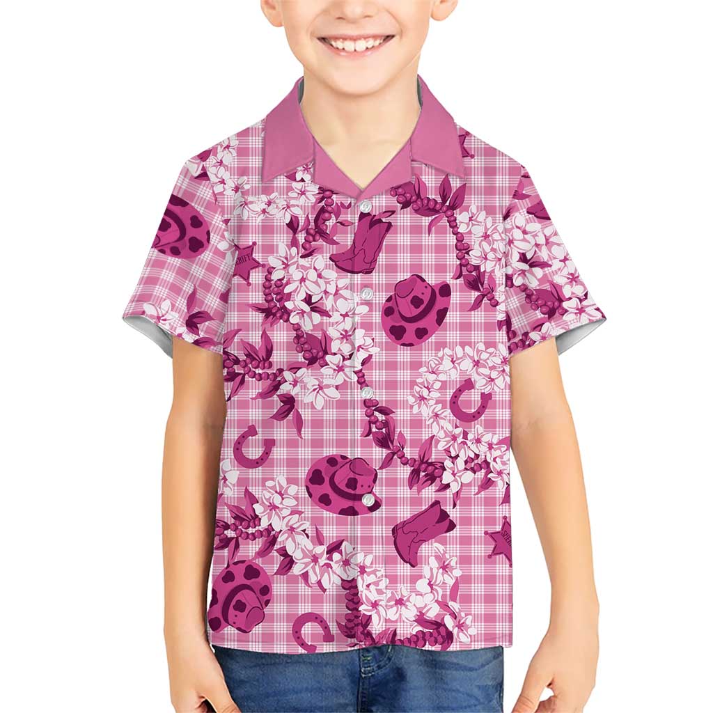 Mokihana Maile Ilima Leis Paniolo Palaka Kid Hawaiian Shirt Hawaiian Omaomo Ulaula Spirit LT9 Kid Pink - Polynesian Pride