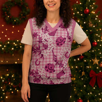Mokihana Maile Ilima Leis Paniolo Palaka Christmas Knitted V-Neck Vest Hawaiian Omaomo Ulaula Spirit - Polynesian Pride