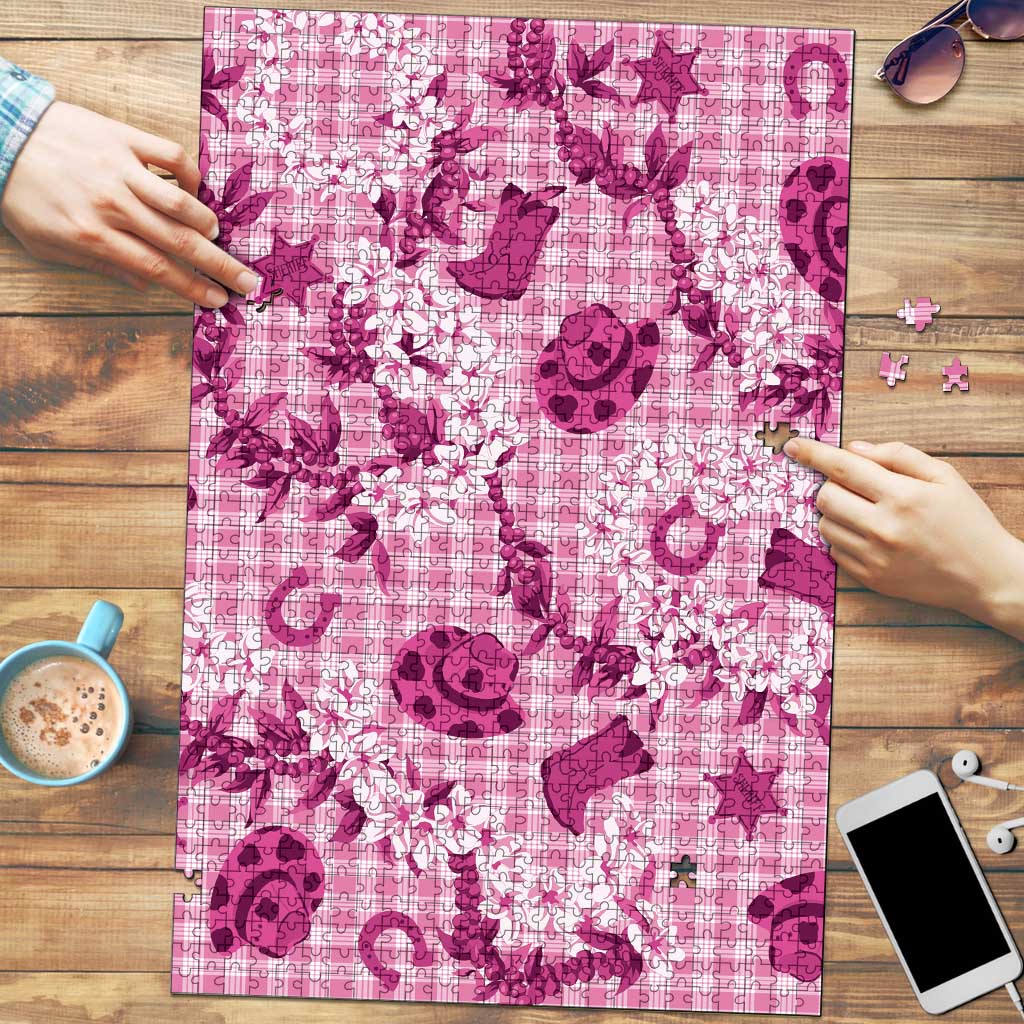 Mokihana Maile Ilima Leis Paniolo Palaka Puzzle Hawaiian Omaomo Ulaula Spirit LT9 Pink - Polynesian Pride