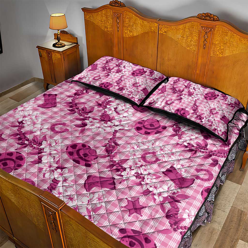 Mokihana Maile Ilima Leis Paniolo Palaka Quilt Bed Set Hawaiian Omaomo Ulaula Spirit - Polynesian Pride