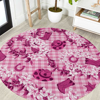 Mokihana Maile Ilima Leis Paniolo Palaka Round Carpet Hawaiian Omaomo Ulaula Spirit - Polynesian Pride