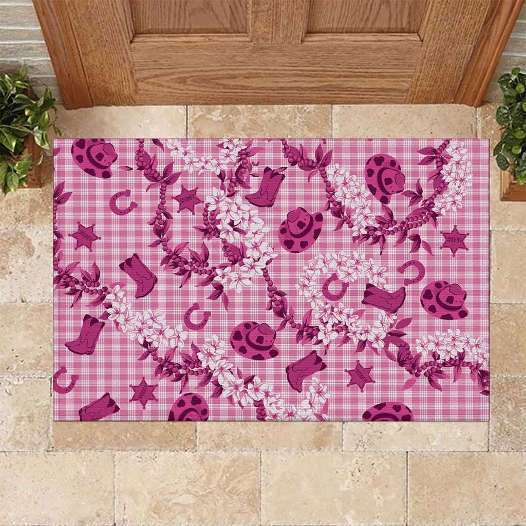 Mokihana Maile Ilima Leis Paniolo Palaka Rubber Doormat Hawaiian Omaomo Ulaula Spirit - Polynesian Pride