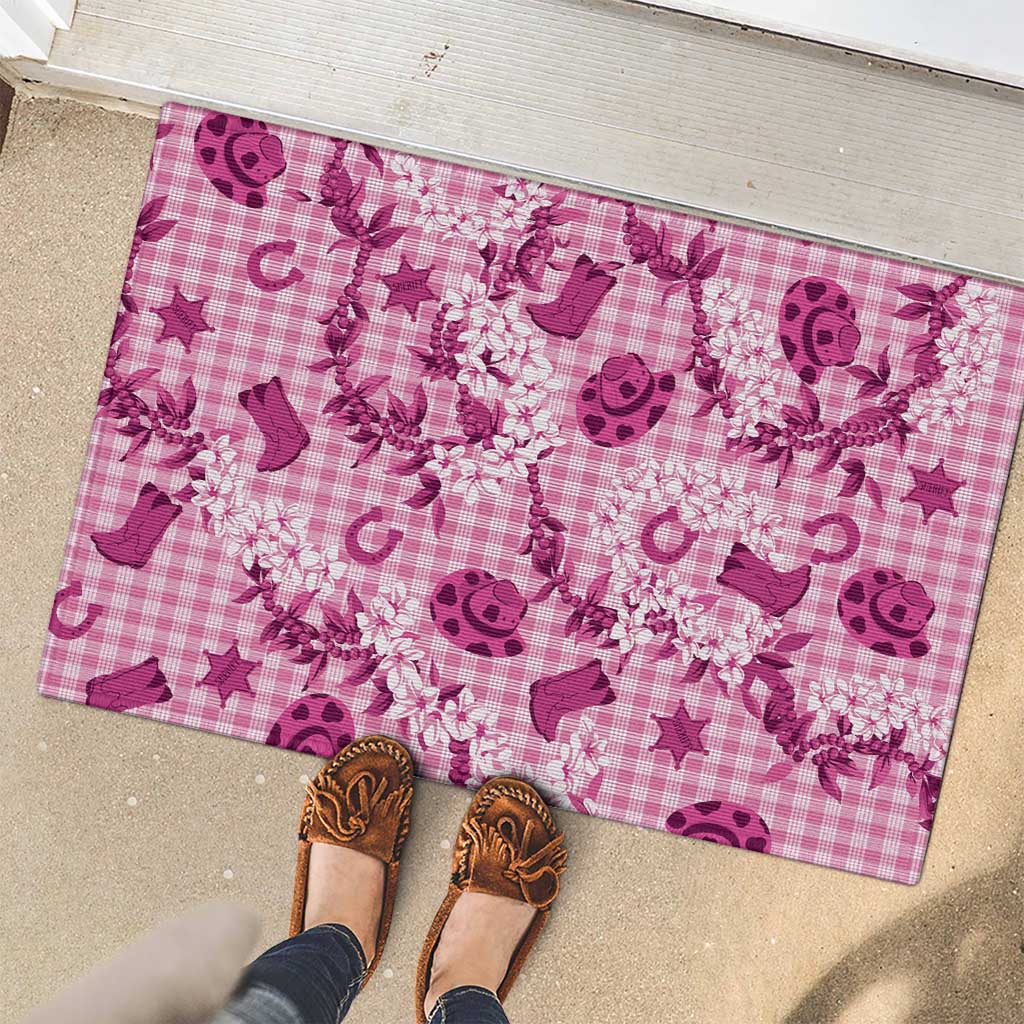 Mokihana Maile Ilima Leis Paniolo Palaka Rubber Doormat Hawaiian Omaomo Ulaula Spirit - Polynesian Pride