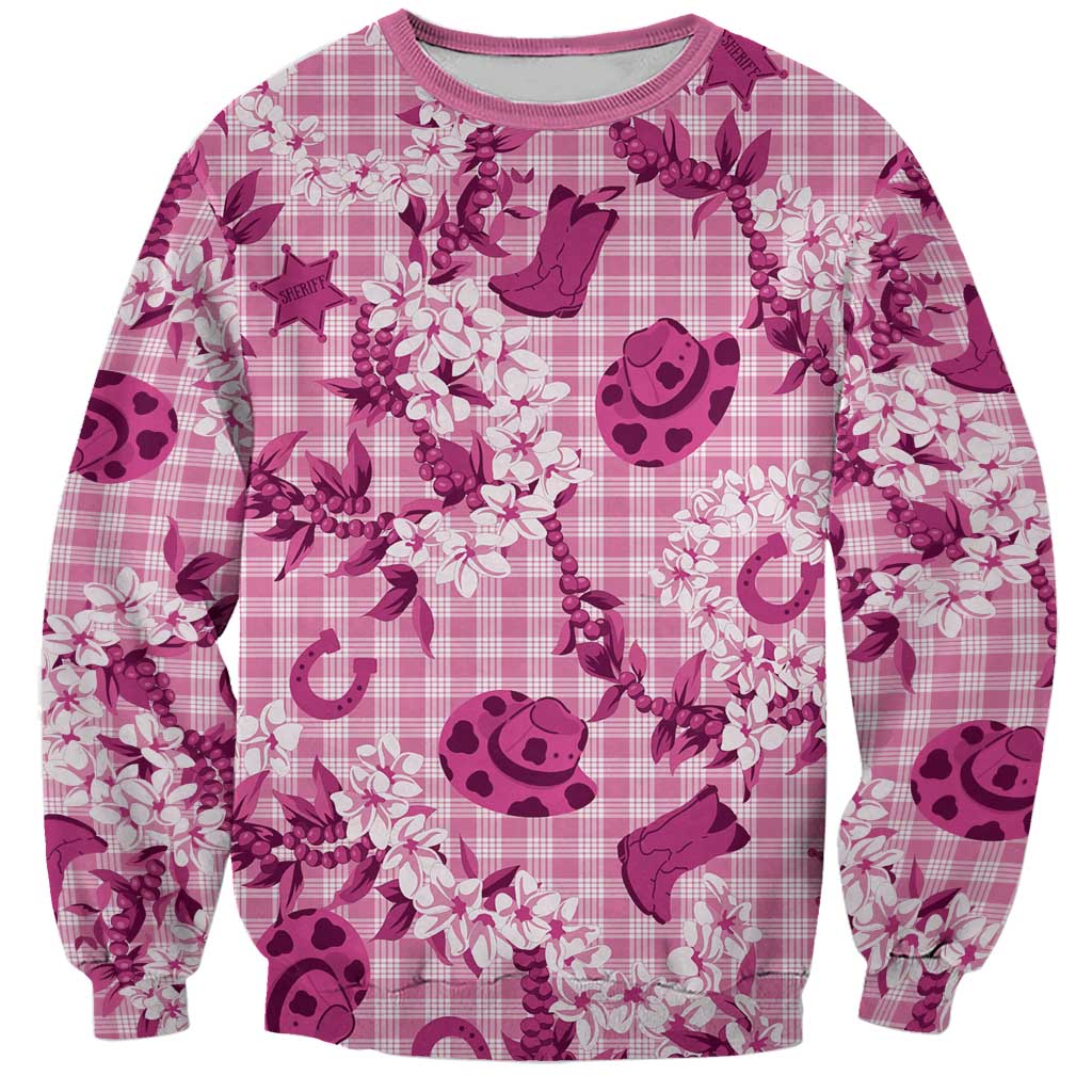 Mokihana Maile Ilima Leis Paniolo Palaka Sweatshirt Hawaiian Omaomo Ulaula Spirit LT9 Unisex Pink - Polynesian Pride