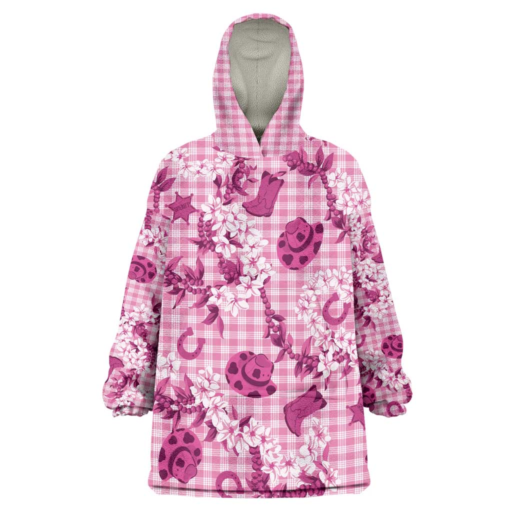 Mokihana Maile Ilima Leis Paniolo Palaka Wearable Blanket Hoodie Hawaiian Omaomo Ulaula Spirit LT9 One Size Pink - Polynesian Pride