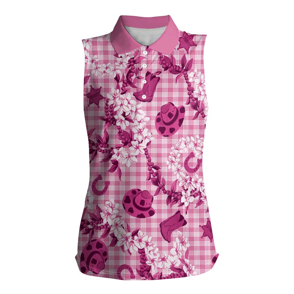 Mokihana Maile Ilima Leis Paniolo Palaka Women Sleeveless Polo Shirt Hawaiian Omaomo Ulaula Spirit - Polynesian Pride