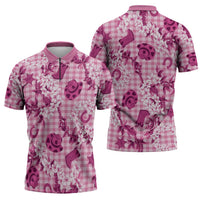 Mokihana Maile Ilima Leis Paniolo Palaka Zipper Polo Shirt Hawaiian Omaomo Ulaula Spirit - Polynesian Pride