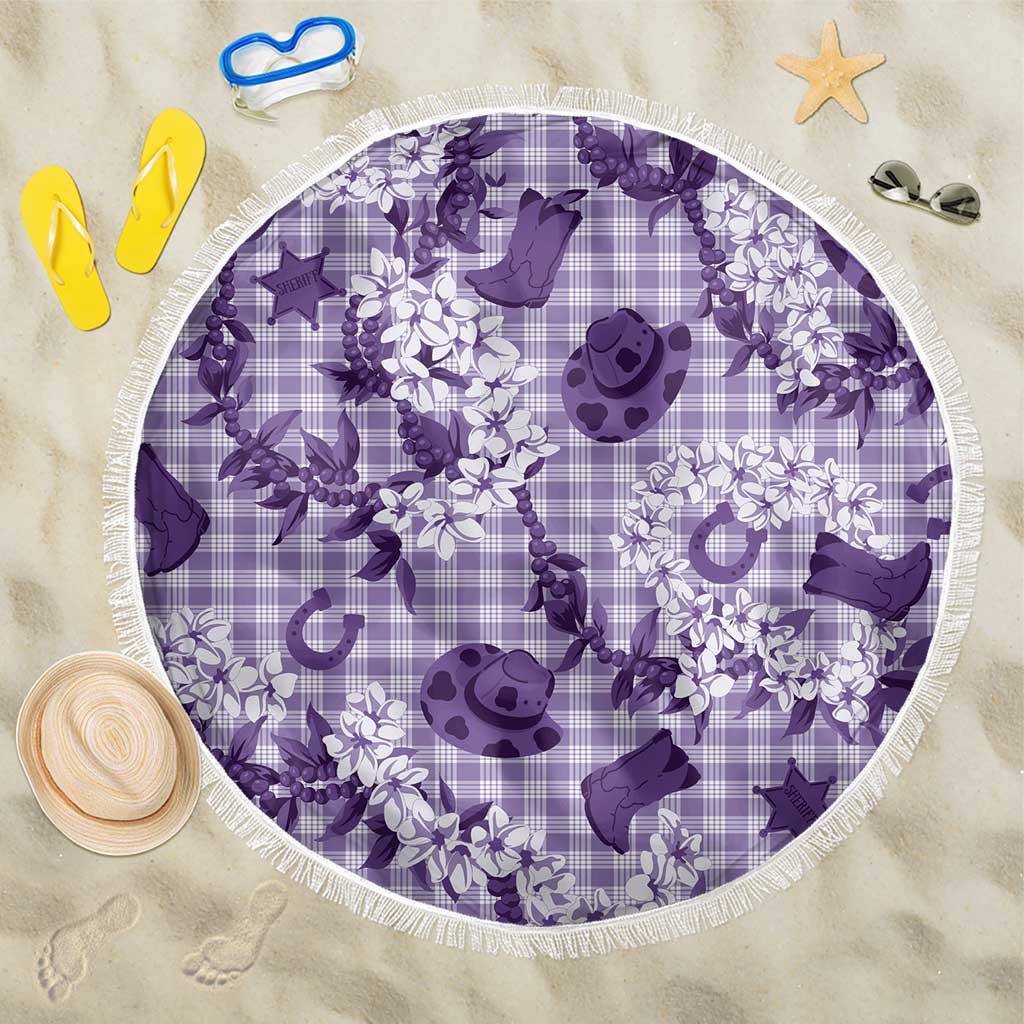 Mokihana Maile Ilima Leis Paniolo Palaka Beach Blanket Hawaiian Poni Spirit LT9 One Size 150cm Purple - Polynesian Pride