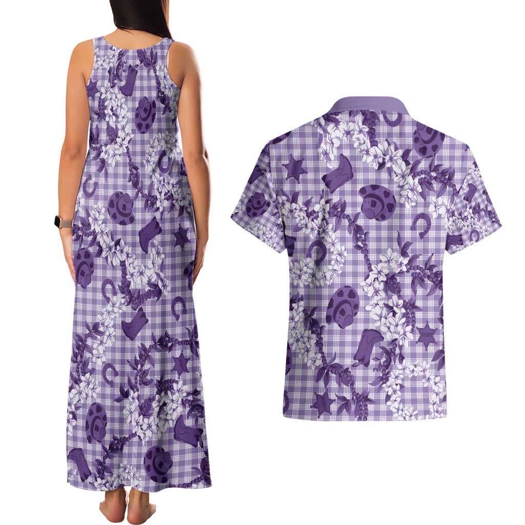 Mokihana Maile Ilima Leis Paniolo Palaka Couples Matching Tank Maxi Dress and Hawaiian Shirt Hawaiian Poni Spirit - Polynesian Pride