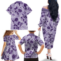 Mokihana Maile Ilima Leis Paniolo Palaka Family Matching Off The Shoulder Long Sleeve Dress and Hawaiian Shirt Hawaiian Poni Spirit - Polynesian Pride