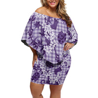 Mokihana Maile Ilima Leis Paniolo Palaka Family Matching Off Shoulder Short Dress and Hawaiian Shirt Hawaiian Poni Spirit - Polynesian Pride