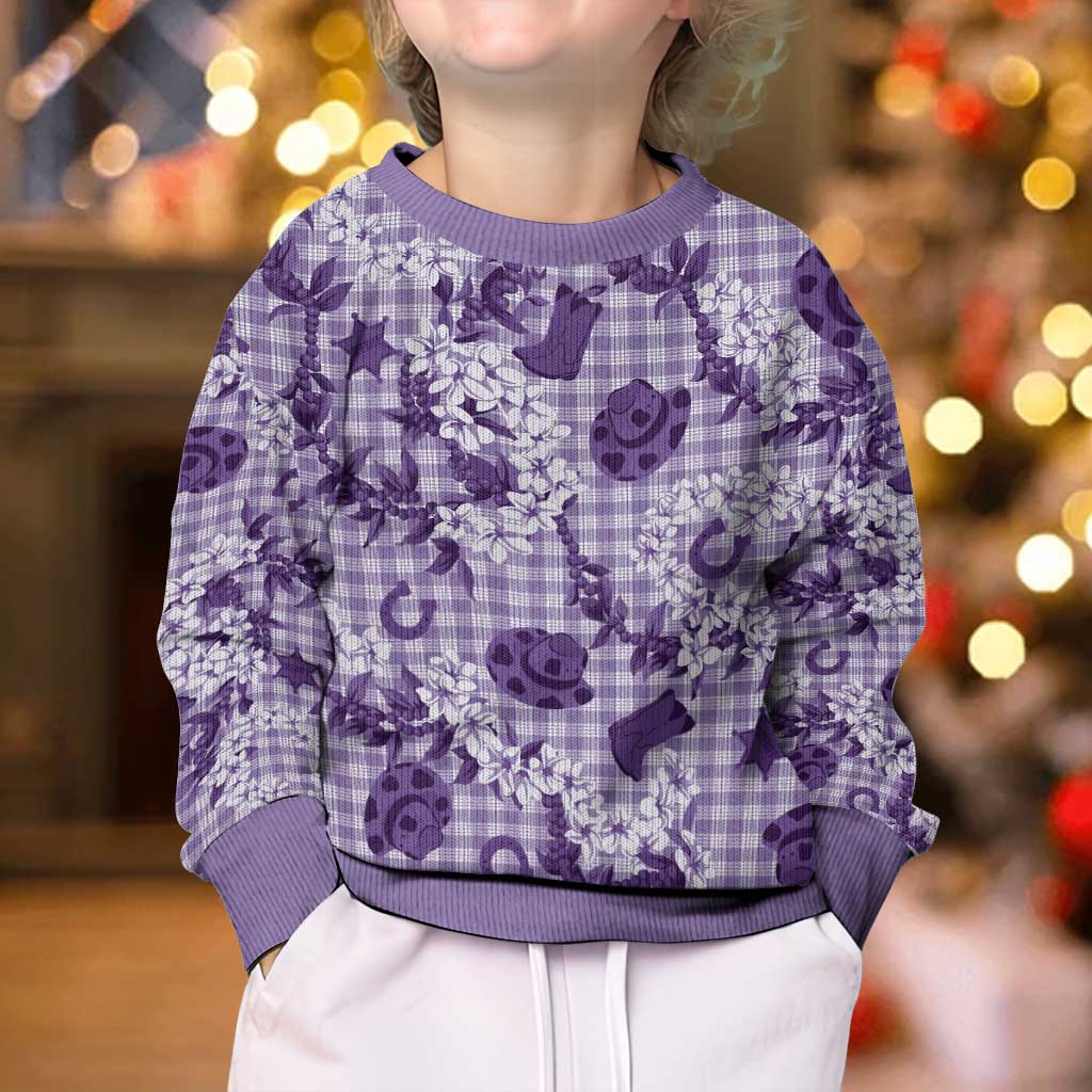 Mokihana Maile Ilima Leis Paniolo Palaka Kid Ugly Christmas Sweater Hawaiian Poni Spirit - Polynesian Pride