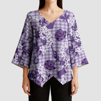 Mokihana Maile Ilima Leis Paniolo Palaka Kimono Sleeve Blouse Hawaiian Poni Spirit - Polynesian Pride