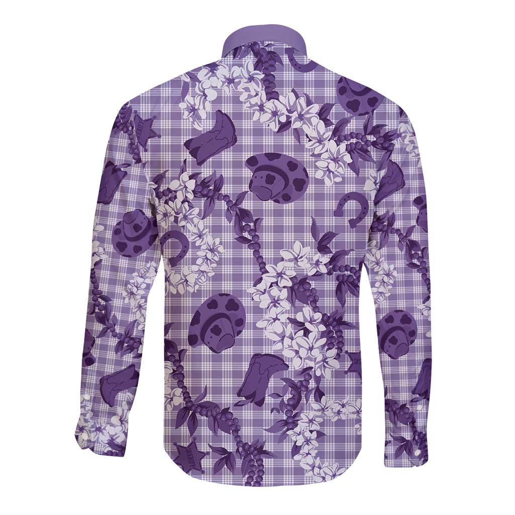 Mokihana Maile Ilima Leis Paniolo Palaka Long Sleeve Button Shirt Hawaiian Poni Spirit - Polynesian Pride