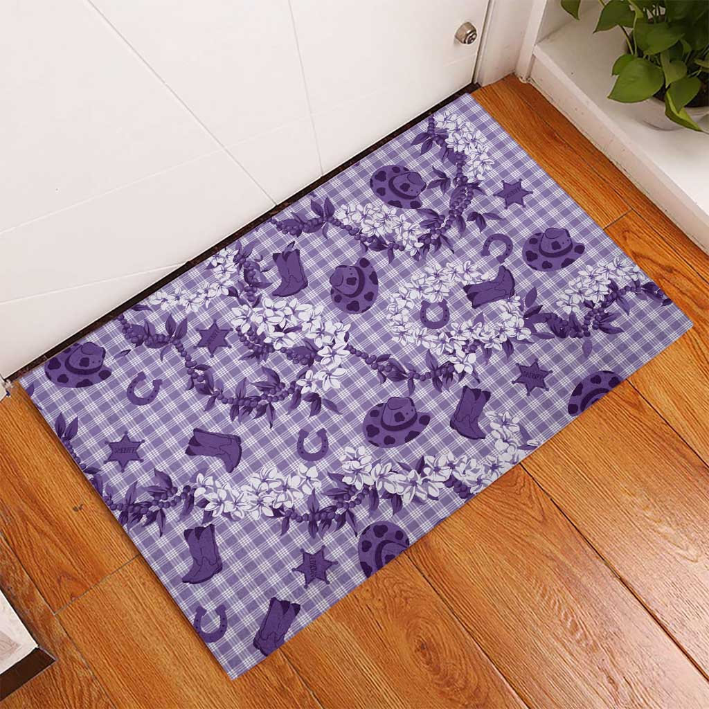 Mokihana Maile Ilima Leis Paniolo Palaka Rubber Doormat Hawaiian Poni Spirit - Polynesian Pride