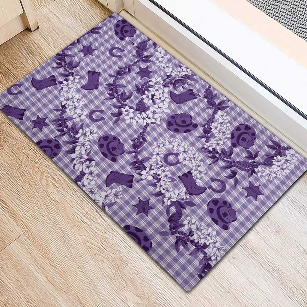 Mokihana Maile Ilima Leis Paniolo Palaka Rubber Doormat Hawaiian Poni Spirit - Polynesian Pride