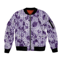 Mokihana Maile Ilima Leis Paniolo Palaka Sleeve Zip Bomber Jacket Hawaiian Poni Spirit - Polynesian Pride