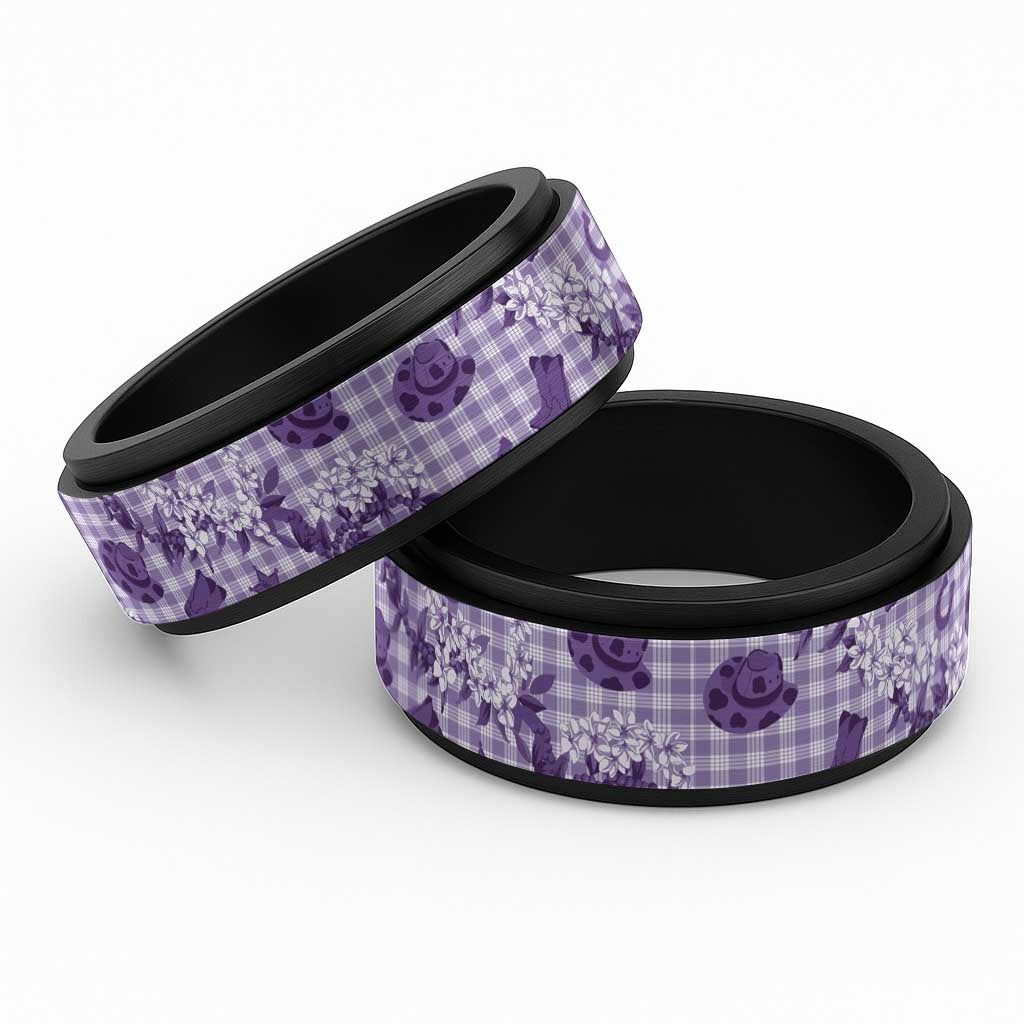 Mokihana Maile Ilima Leis Paniolo Palaka Spinner Ring Hawaiian Poni Spirit LT9 Black Purple - Polynesian Pride