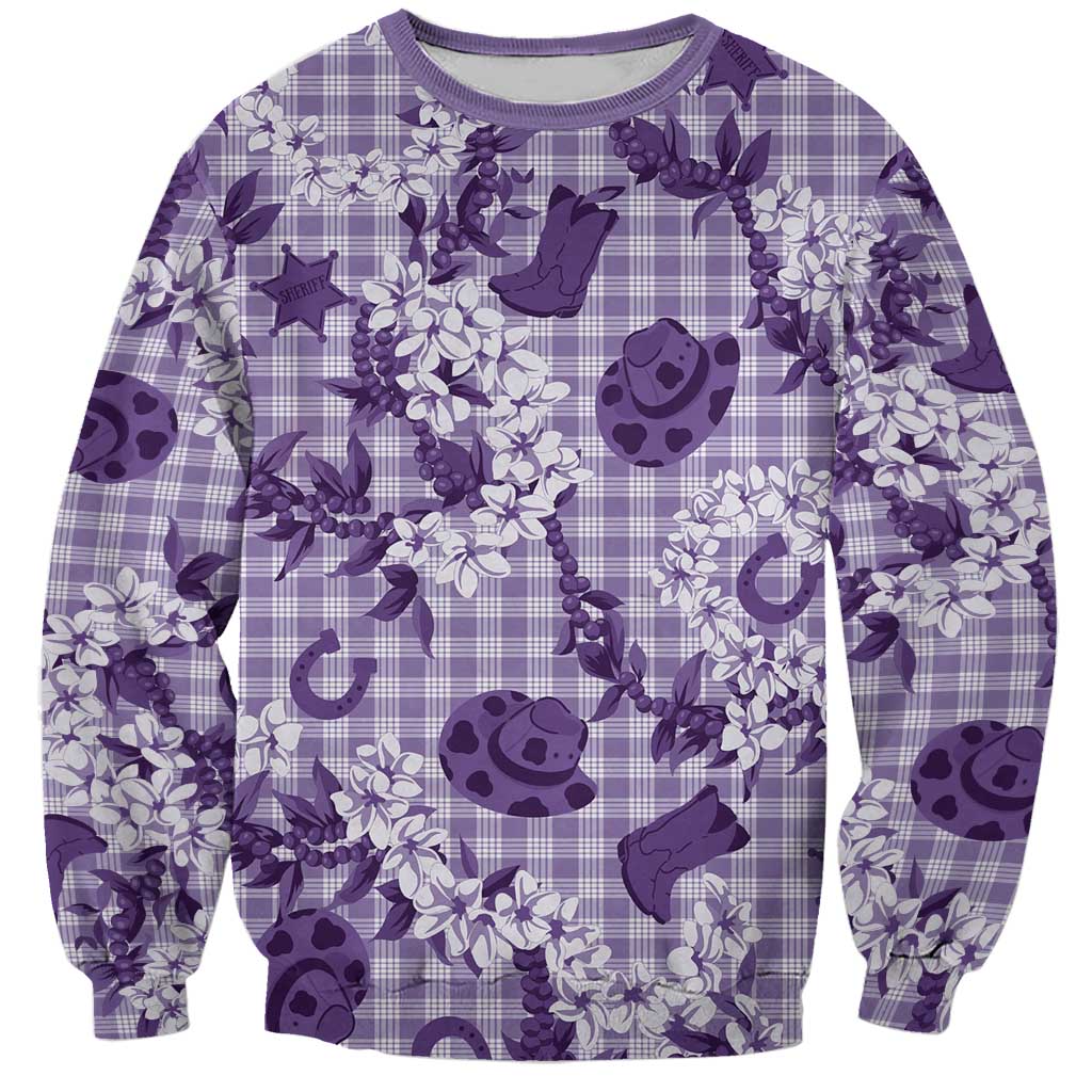 Mokihana Maile Ilima Leis Paniolo Palaka Sweatshirt Hawaiian Poni Spirit LT9 Unisex Purple - Polynesian Pride