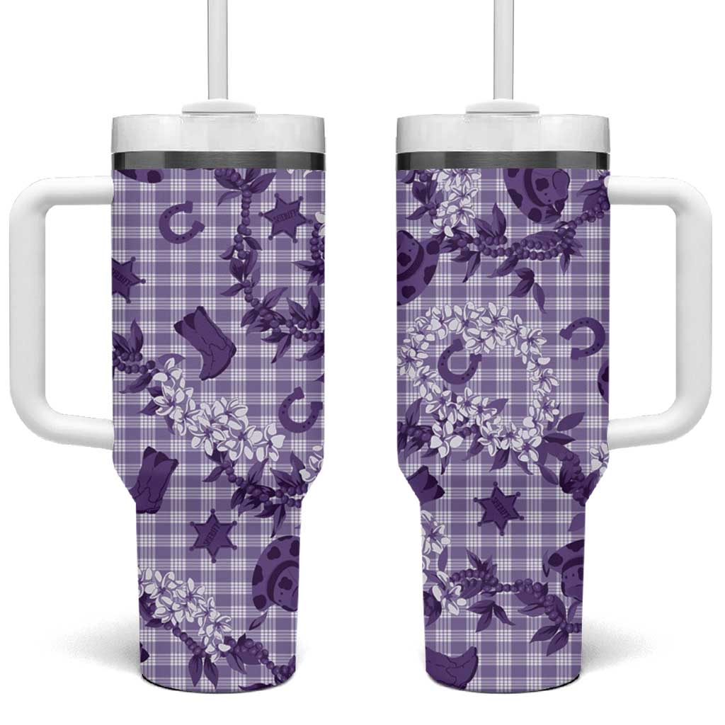 Mokihana Maile Ilima Leis Paniolo Palaka Tumbler With Handle Hawaiian Poni Spirit - Polynesian Pride