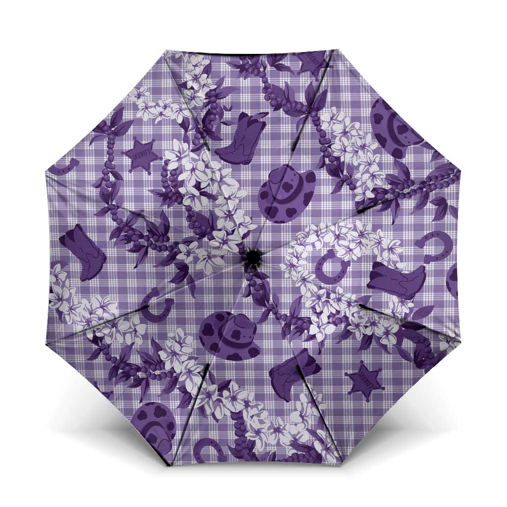 Mokihana Maile Ilima Leis Paniolo Palaka Umbrella Hawaiian Poni Spirit LT9 One Size Folded 11.42 inch Opened Diameter 37.4 inch Purple - Polynesian Pride