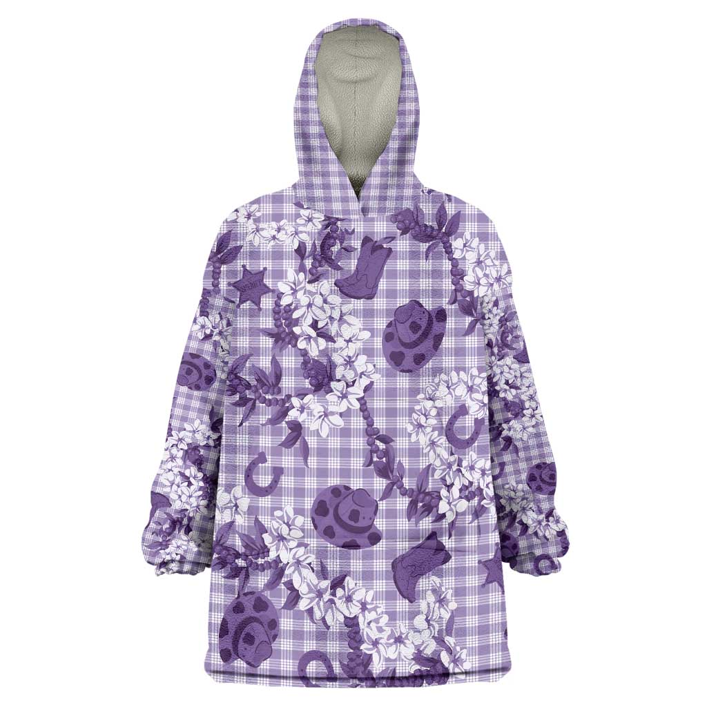 Mokihana Maile Ilima Leis Paniolo Palaka Wearable Blanket Hoodie Hawaiian Poni Spirit LT9 One Size Purple - Polynesian Pride