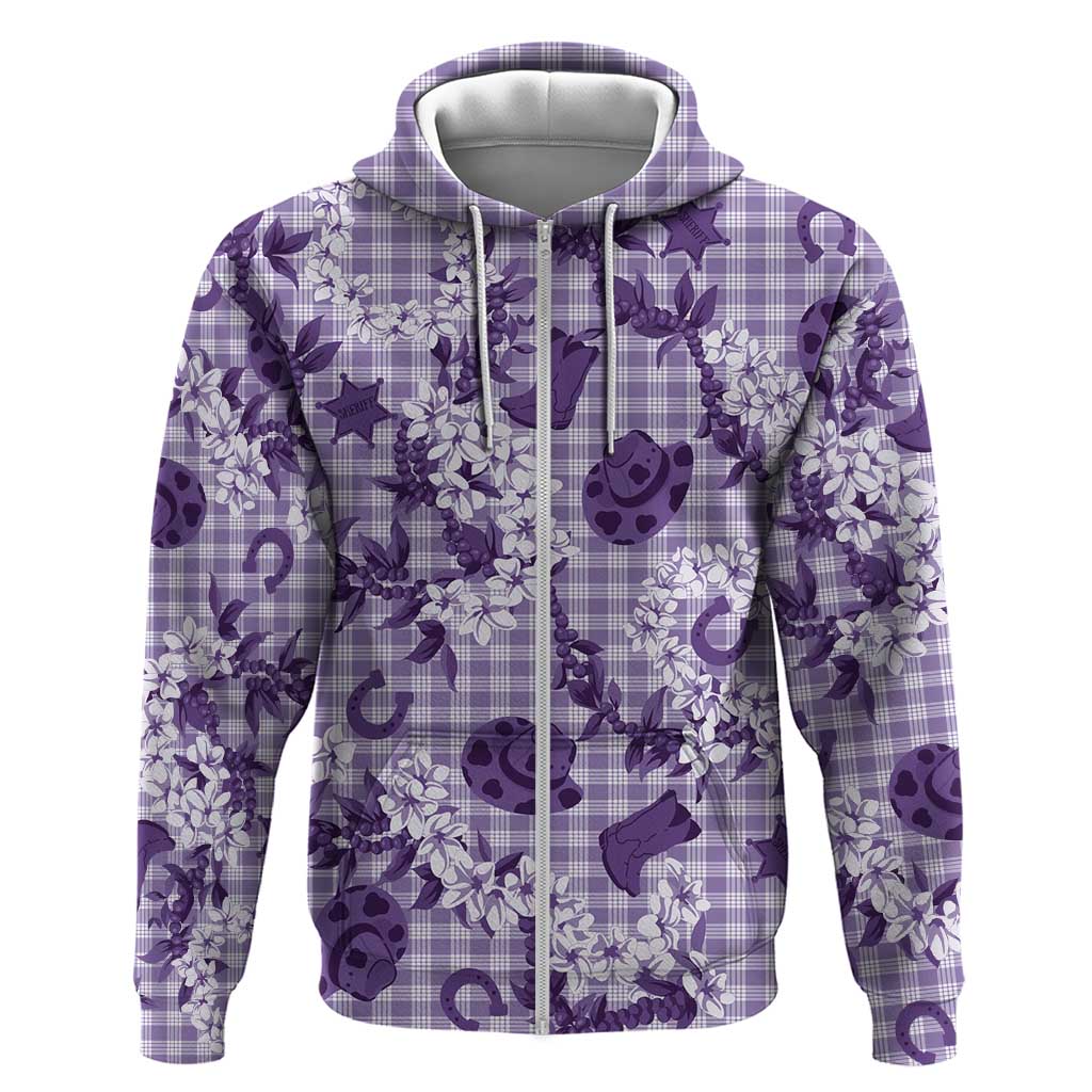 Mokihana Maile Ilima Leis Paniolo Palaka Zip Hoodie Hawaiian Poni Spirit - Polynesian Pride