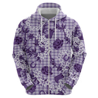 Mokihana Maile Ilima Leis Paniolo Palaka Zip Hoodie Hawaiian Poni Spirit - Polynesian Pride