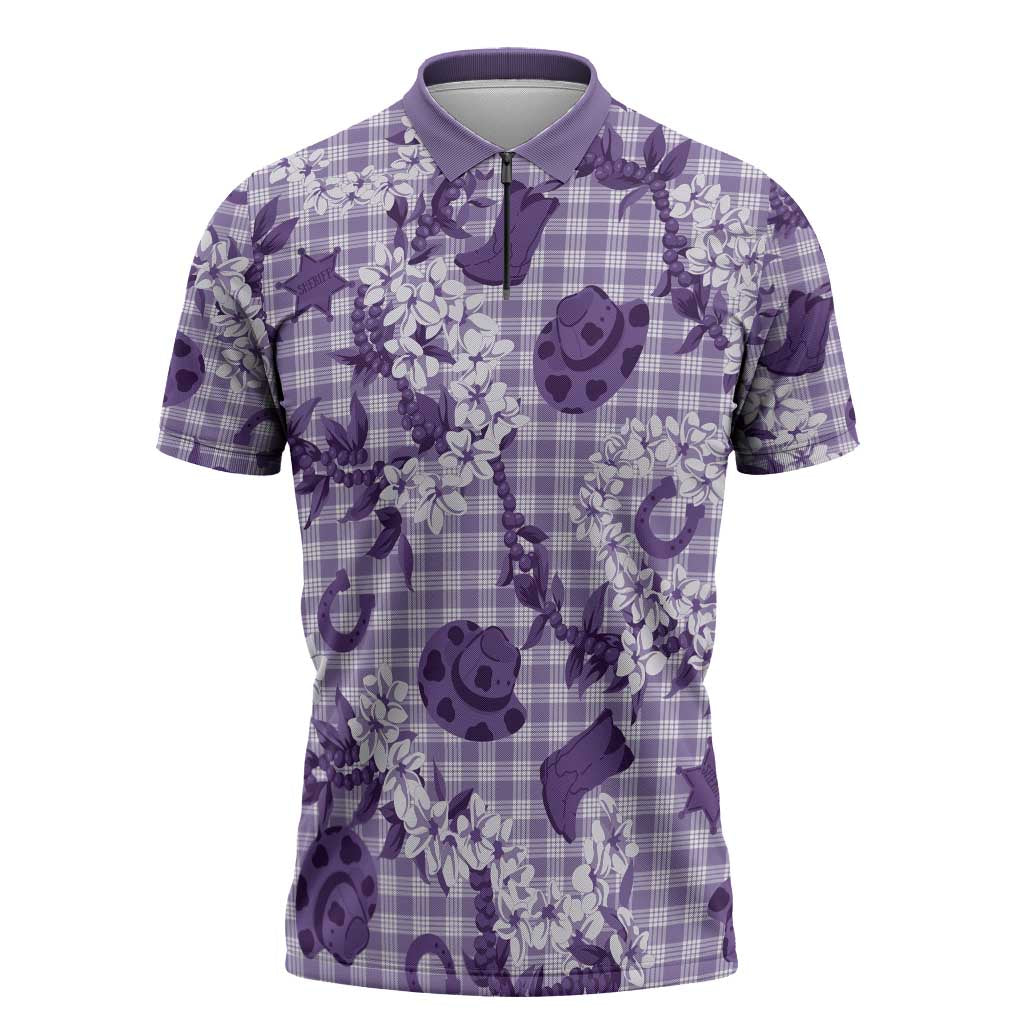 Mokihana Maile Ilima Leis Paniolo Palaka Zipper Polo Shirt Hawaiian Poni Spirit - Polynesian Pride