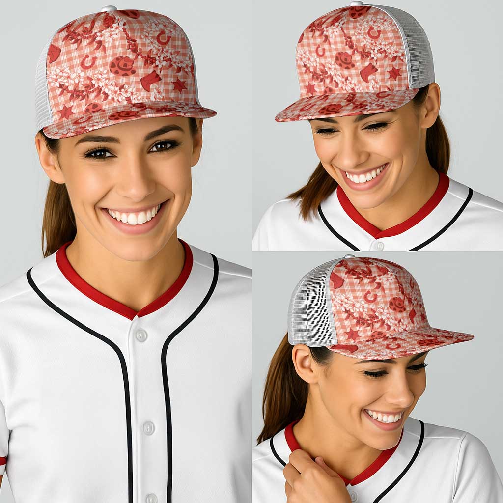 Mokihana Maile Ilima Leis Paniolo Palaka Baseball Net Cap Hawaiian Ulaula Spirit - Polynesian Pride