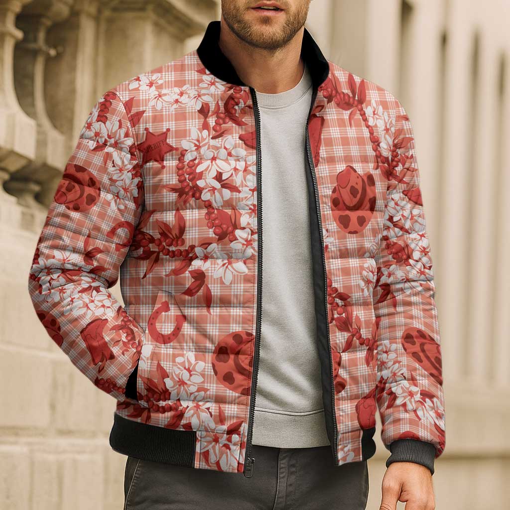 Mokihana Maile Ilima Leis Paniolo Palaka Bomber Puffer Jacket Hawaiian Ulaula Spirit - Polynesian Pride