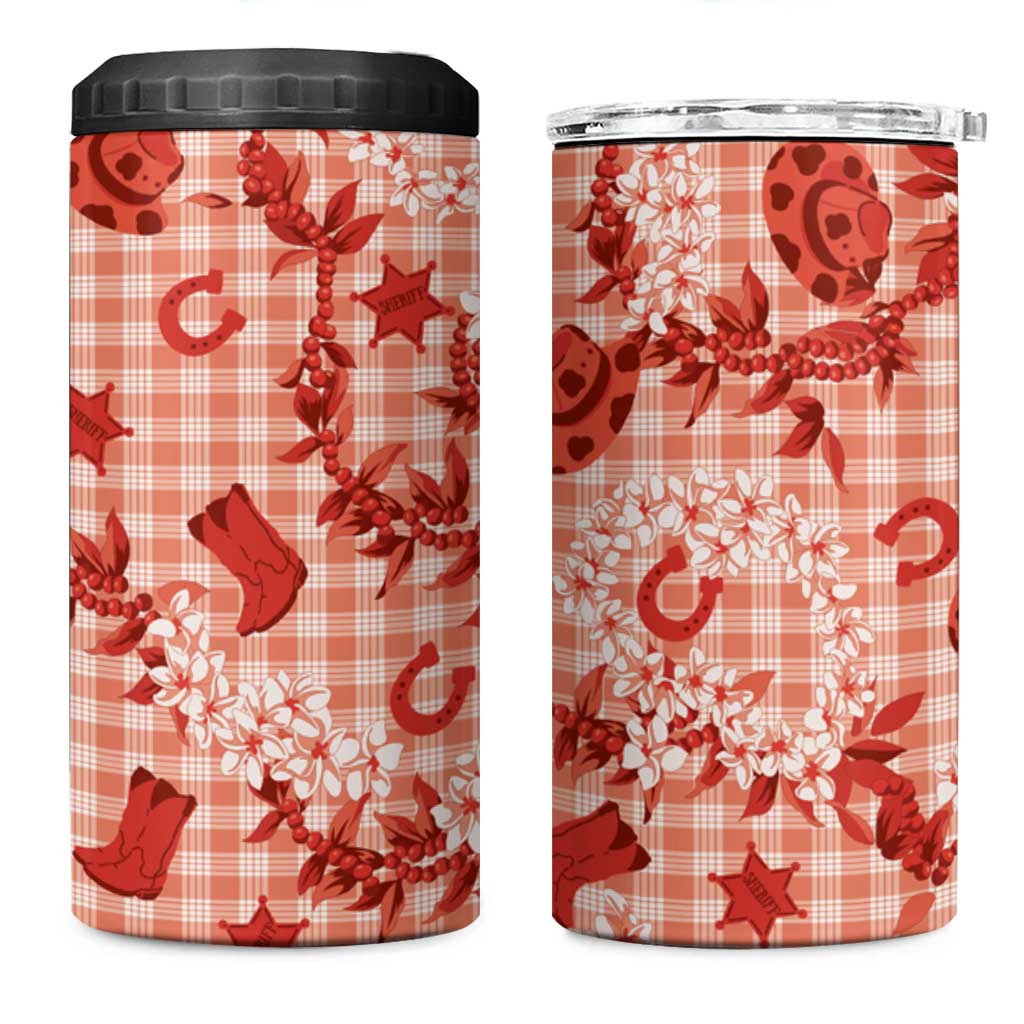 Mokihana Maile Ilima Leis Paniolo Palaka 4 in 1 Can Cooler Tumbler Hawaiian Ulaula Spirit - Polynesian Pride