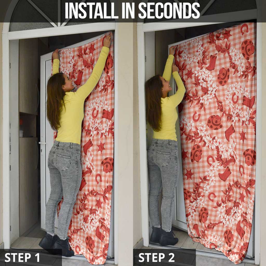 Mokihana Maile Ilima Leis Paniolo Palaka Door Cover Hawaiian Ulaula Spirit - Polynesian Pride