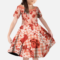 Mokihana Maile Ilima Leis Paniolo Palaka Family Matching Off Shoulder Maxi Dress and Hawaiian Shirt Hawaiian Ulaula Spirit - Polynesian Pride