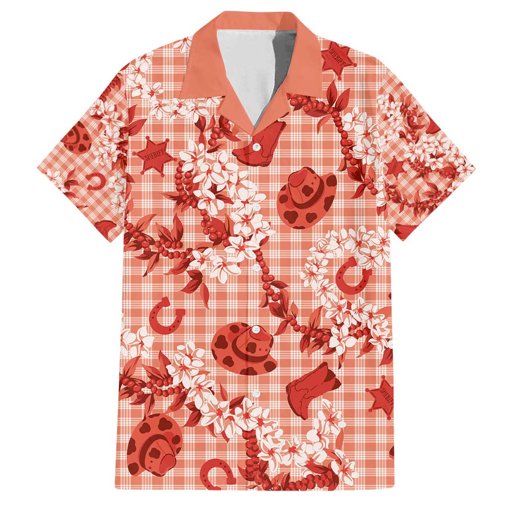 Mokihana Maile Ilima Leis Paniolo Palaka Family Matching Off Shoulder Short Dress and Hawaiian Shirt Hawaiian Ulaula Spirit - Polynesian Pride