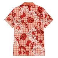 Mokihana Maile Ilima Leis Paniolo Palaka Family Matching Short Sleeve Bodycon Dress and Hawaiian Shirt Hawaiian Ulaula Spirit - Polynesian Pride