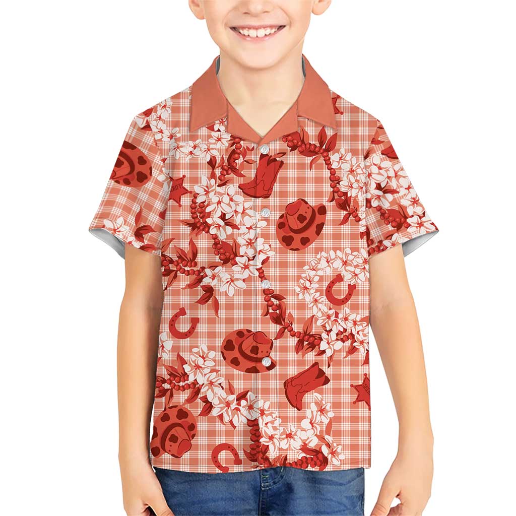 Mokihana Maile Ilima Leis Paniolo Palaka Kid Hawaiian Shirt Hawaiian Ulaula Spirit LT9 Kid Red - Polynesian Pride