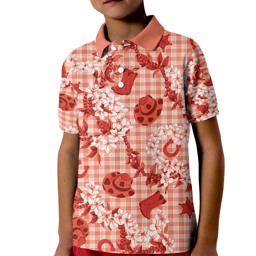 Mokihana Maile Ilima Leis Paniolo Palaka Kid Polo Shirt Hawaiian Ulaula Spirit - Polynesian Pride