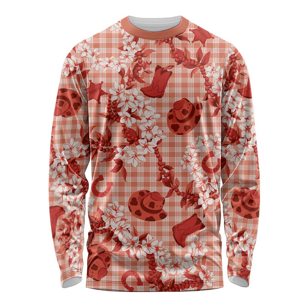 Mokihana Maile Ilima Leis Paniolo Palaka Long Sleeve Shirt Hawaiian Ulaula Spirit LT9 Unisex Red - Polynesian Pride