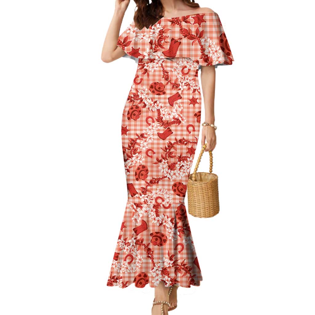 Mokihana Maile Ilima Leis Paniolo Palaka Mermaid Dress Hawaiian Ulaula Spirit - Polynesian Pride