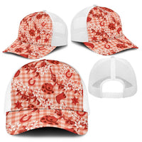 Mokihana Maile Ilima Leis Paniolo Palaka Mesh Trucker Cap Hawaiian Ulaula Spirit - Polynesian Pride