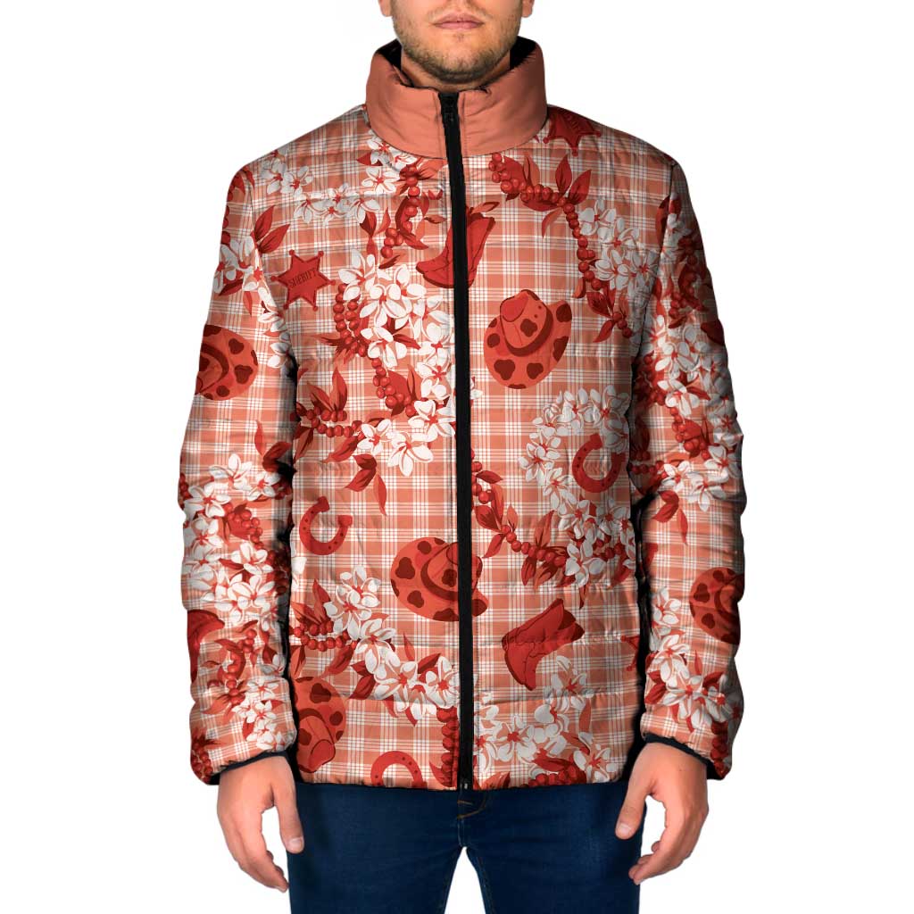 Mokihana Maile Ilima Leis Paniolo Palaka Padded Jacket Hawaiian Ulaula Spirit LT9 Men Red - Polynesian Pride