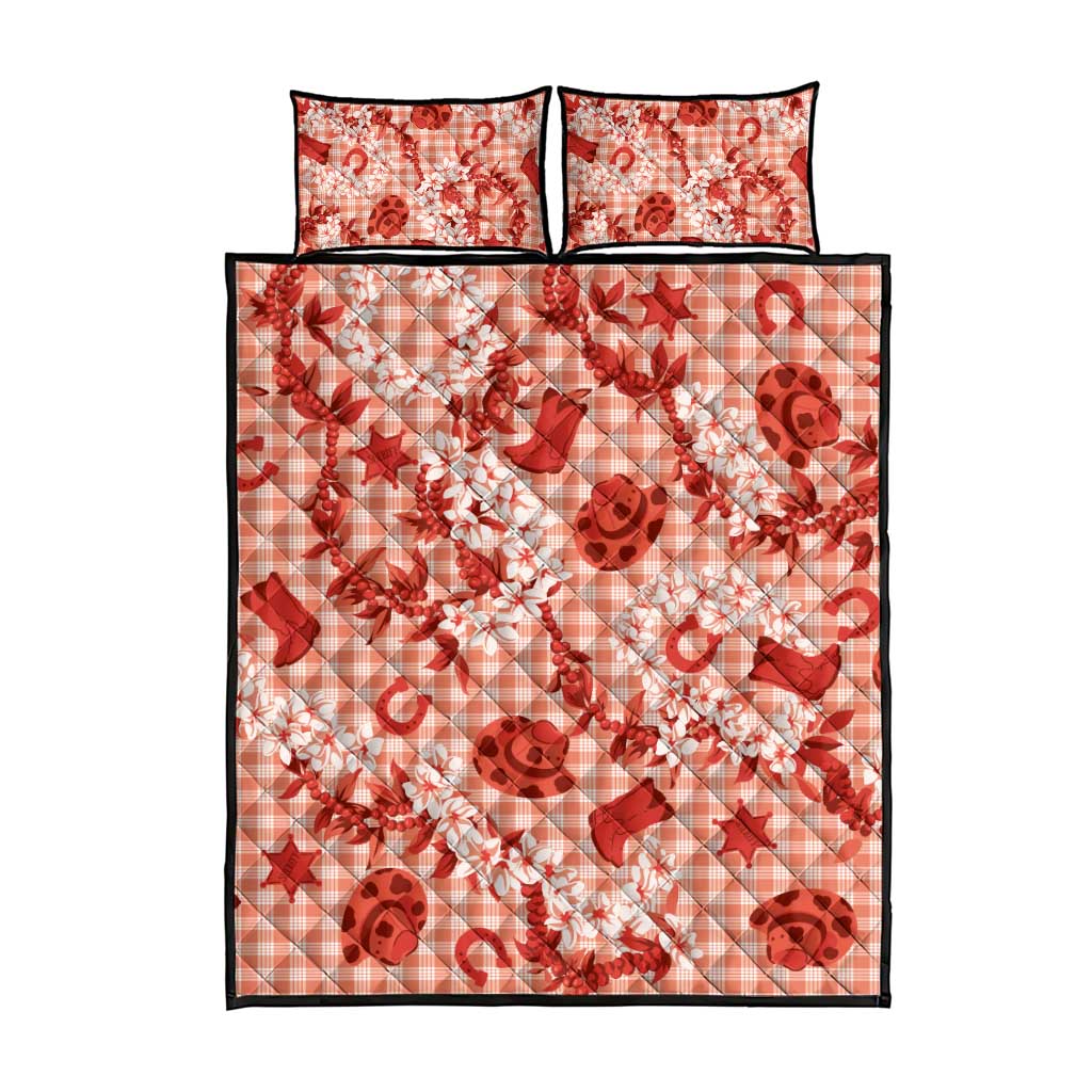 Mokihana Maile Ilima Leis Paniolo Palaka Quilt Bed Set Hawaiian Ulaula Spirit - Polynesian Pride