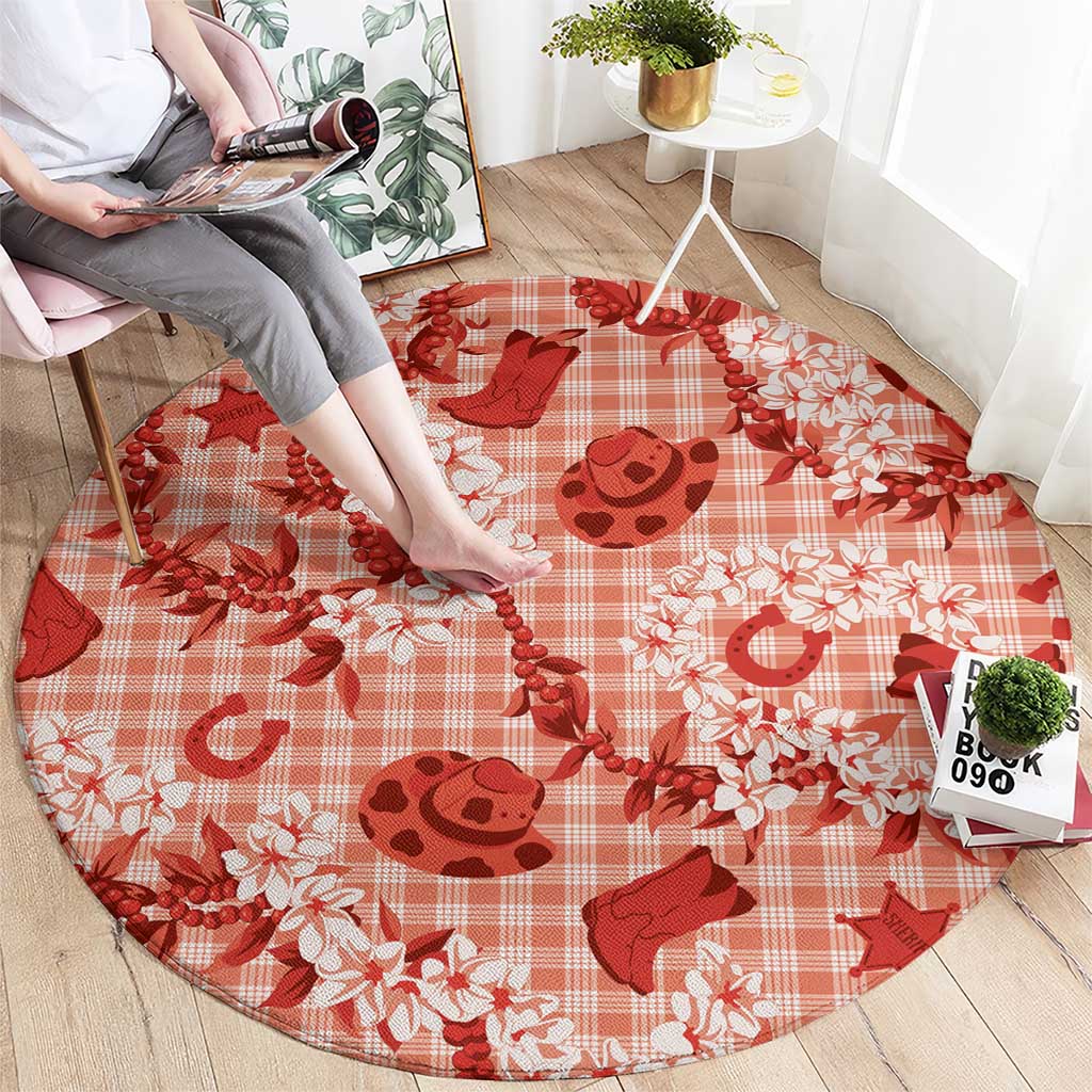 Mokihana Maile Ilima Leis Paniolo Palaka Round Carpet Hawaiian Ulaula Spirit - Polynesian Pride